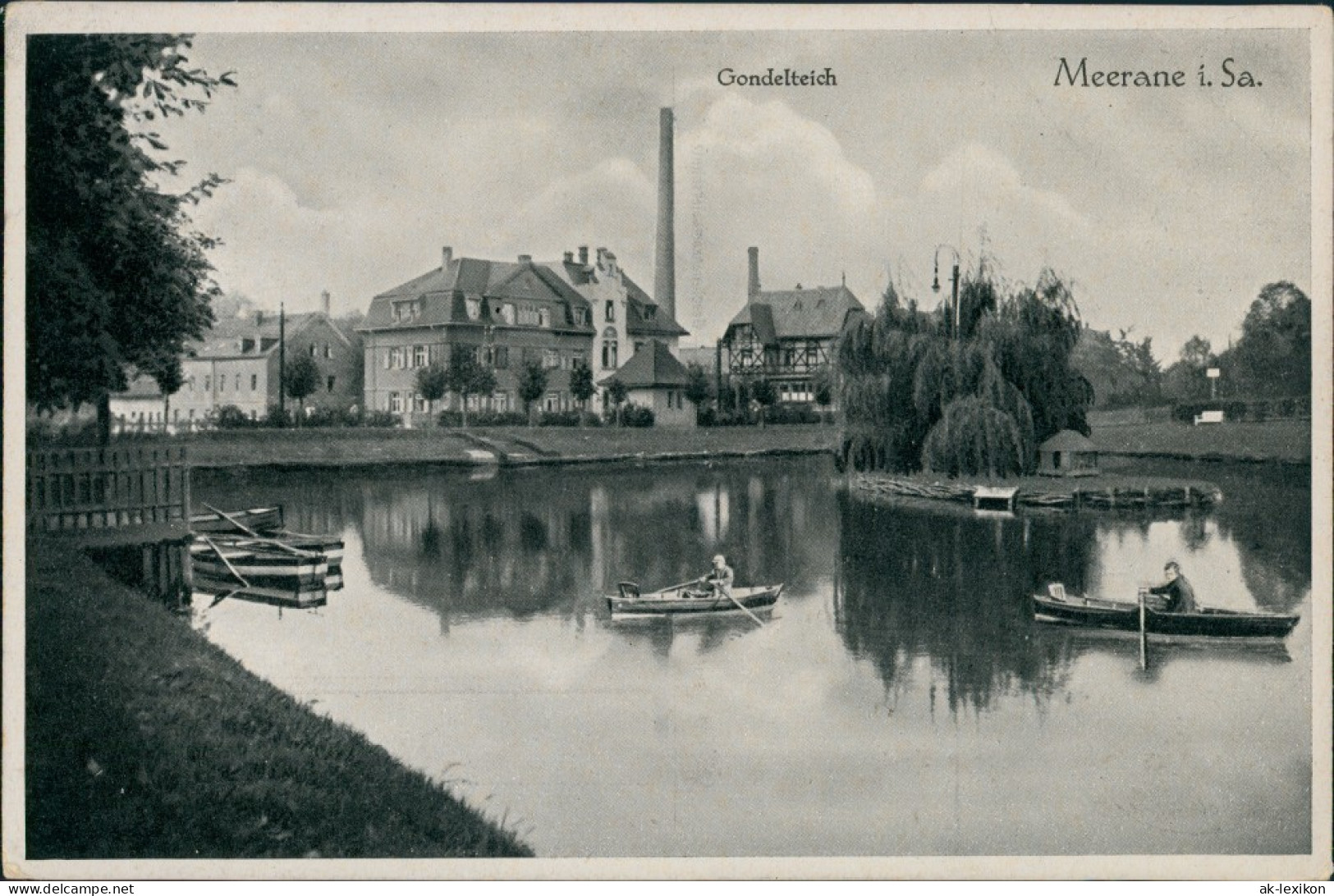 Ansichtskarte Meerane Gondelteich, Fabrik 1922 - Meerane