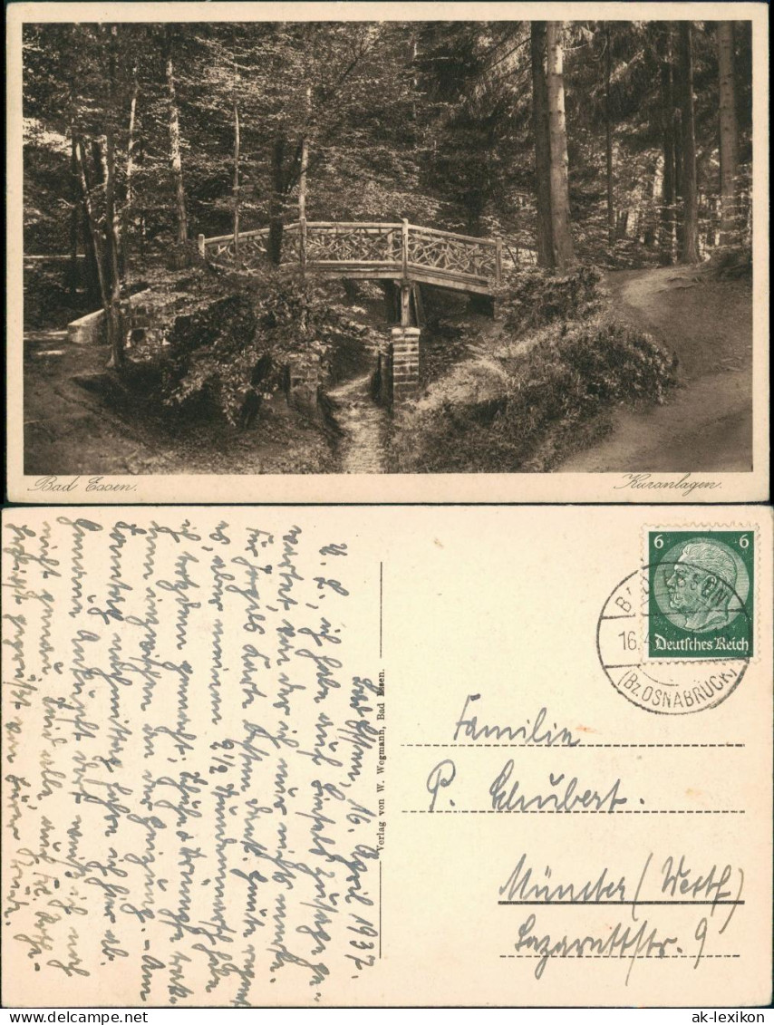 Ansichtskarte Bad Essen Holzbrücke - Park 1935 - Bad Essen