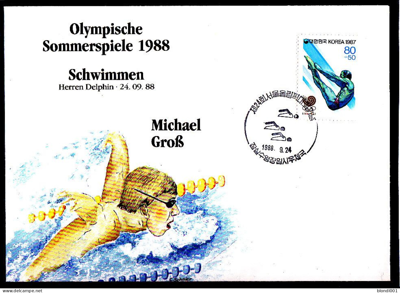 Olympics 1988 - Swimming - Groß - SOUTH KOREA - FDC Cover - Summer 1988: Seoul