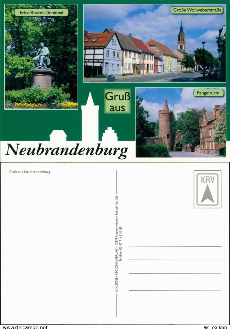 Neubrandenburg Fritz-Reuter-Denkmal, Große Wollweberstraße, Fangelturm 1995 - Neubrandenburg