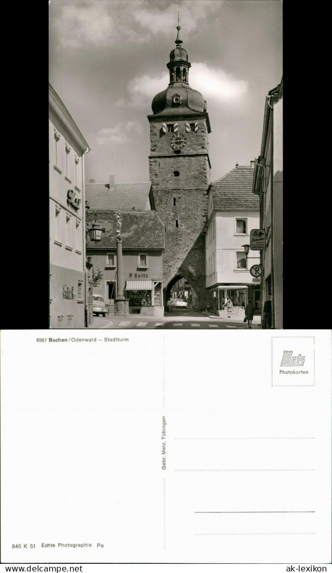 Buchen (Odenwald) Stadt-Turm Strassen Partie, Autos, Geschäft Seitz 1965 - Buchen