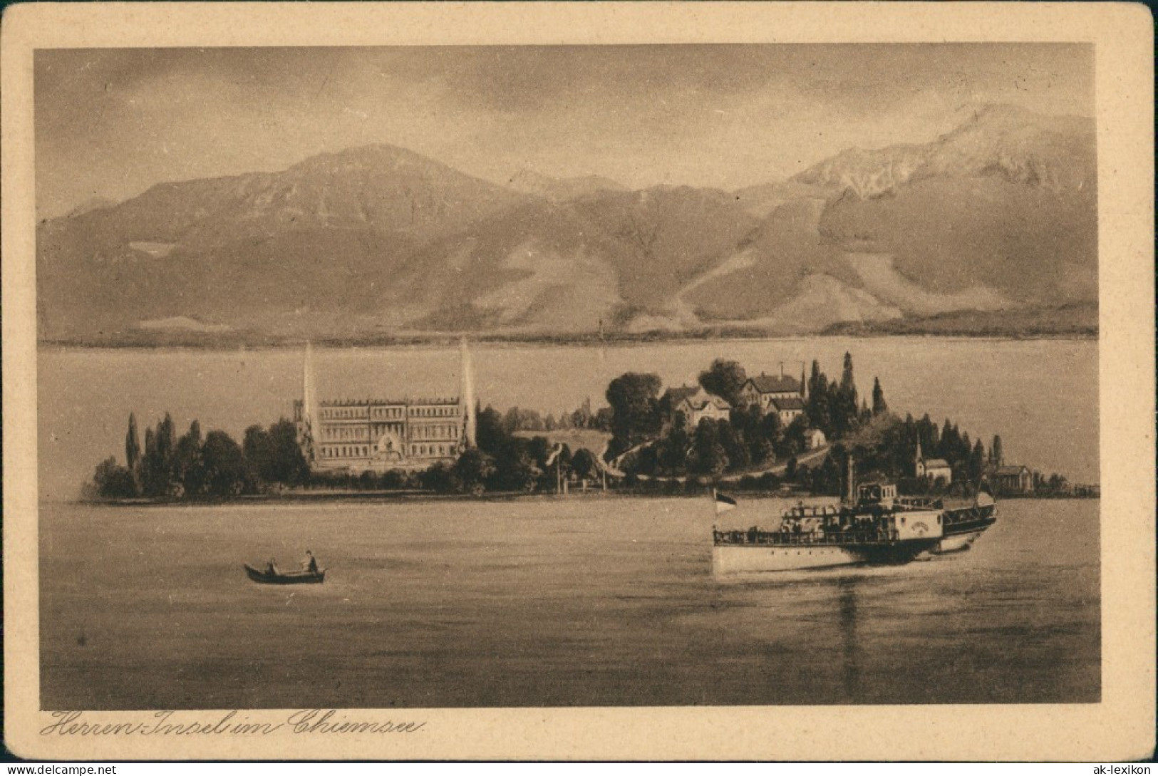 Chiemsee Herrenchiemsee Herreninsel Mit Schloss, Chiemsee Schiff, Alpen 1920 - Chiemgauer Alpen