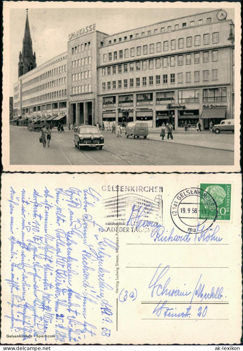 Gelsenkirchen Sparkassen Gebäude Bank Sparkasse, Alte Autos 1958 - Gelsenkirchen