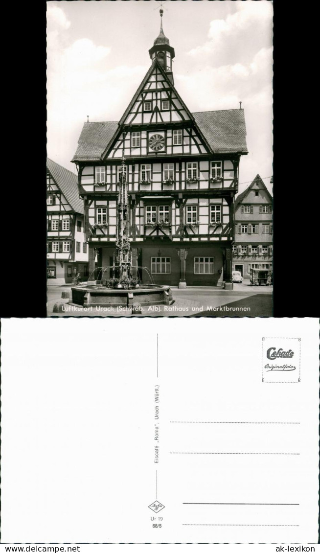 Bad Urach Markt Brunnen Rathaus, VW Käfer Im Hinterhof 1960/1968 - Bad Urach