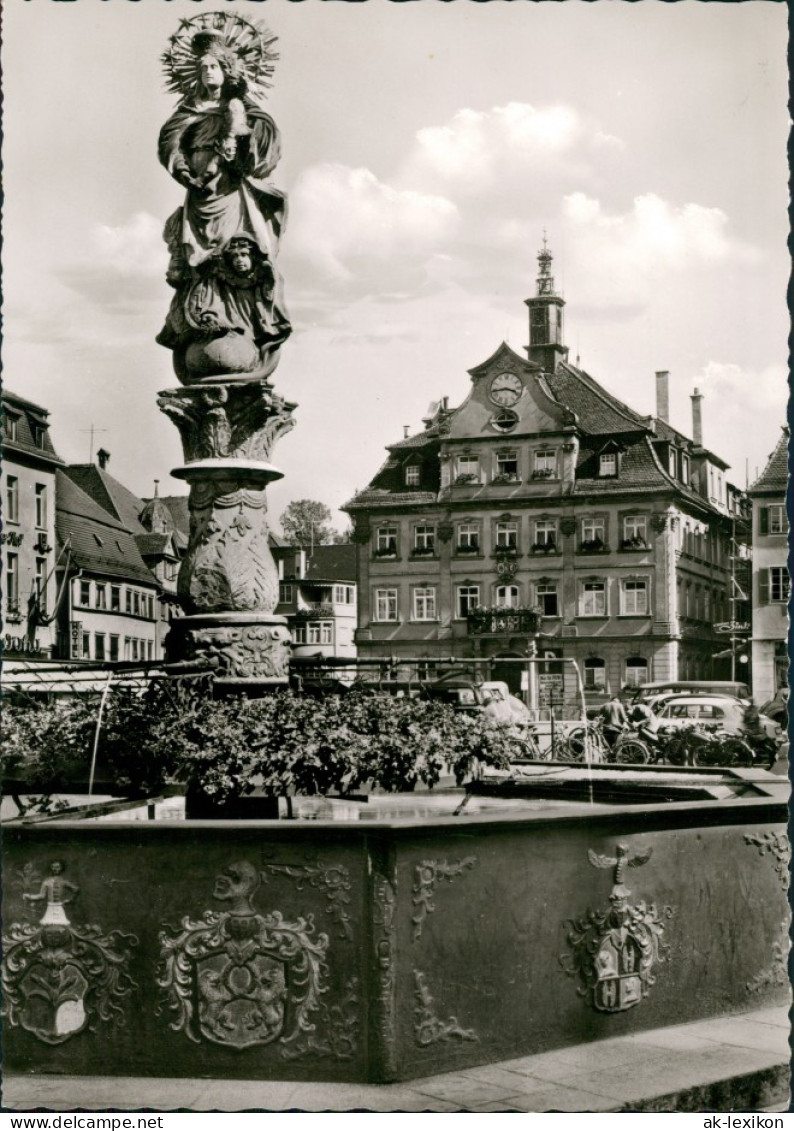 Ansichtskarte Schwäbisch Gmünd Rathaus Mit Brunnen Wasserspiele 1960 - Schwäbisch Gmünd