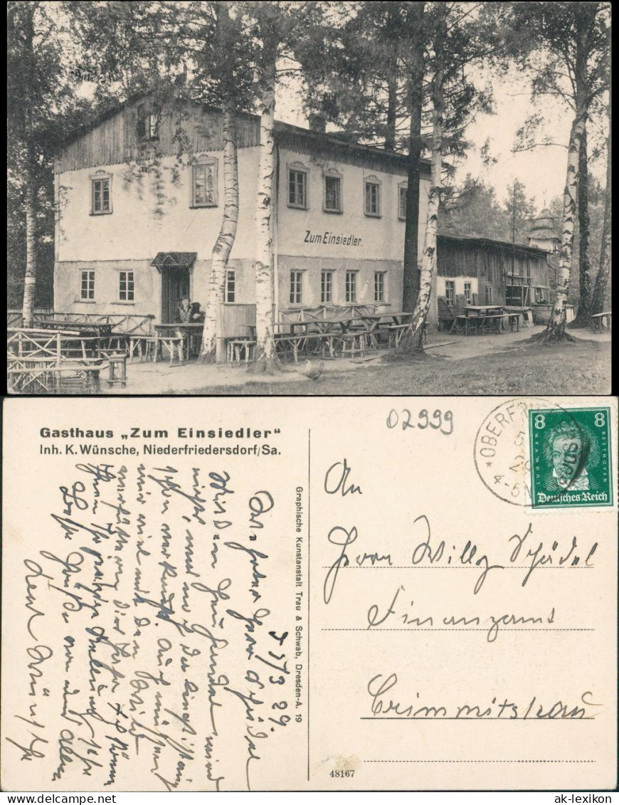 Niederfriedersdorf-Neusalza-Spremberg Nowosólc Gatshaus Zum Einsiedler 1929 - Neusalza-Spremberg
