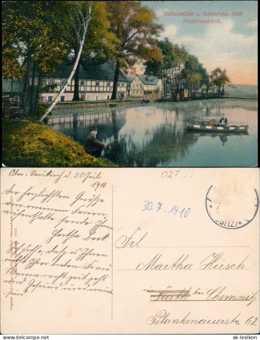 Niederneukirch-Neukirch (Lausitz) Oberneukirch  Valtenmühle, Angler 1910 - Neukirch (Lausitz)