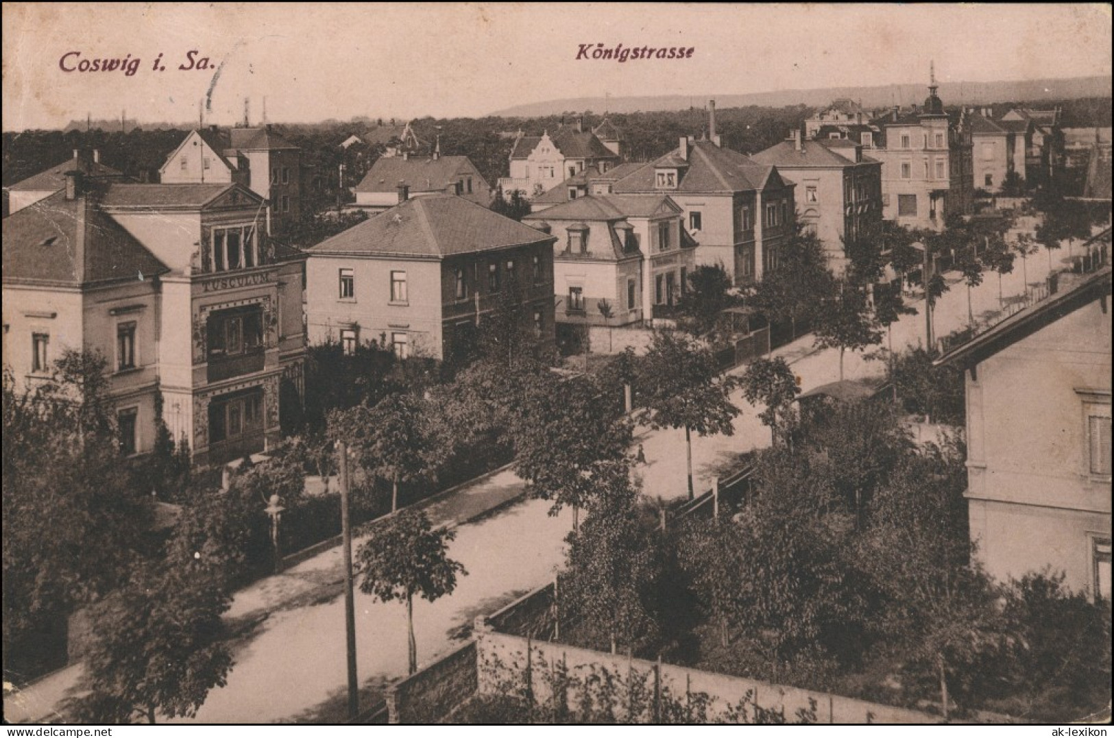 Ansichtskarte Coswig (Sachsen) Königsstraße 1918 - Coswig