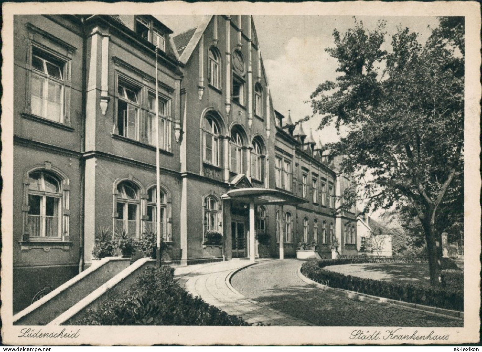 Ansichtskarte Lüdenscheid Städt. Krankenhaus Eingangsbereich, Hospital 1955 - Lüdenscheid