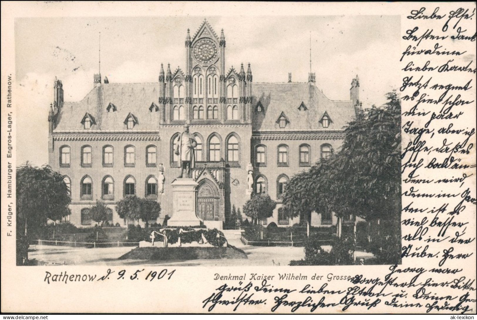 Ansichtskarte Rathenow Partie Denkmal Wilhelm Der Grosse 1901 - Rathenow