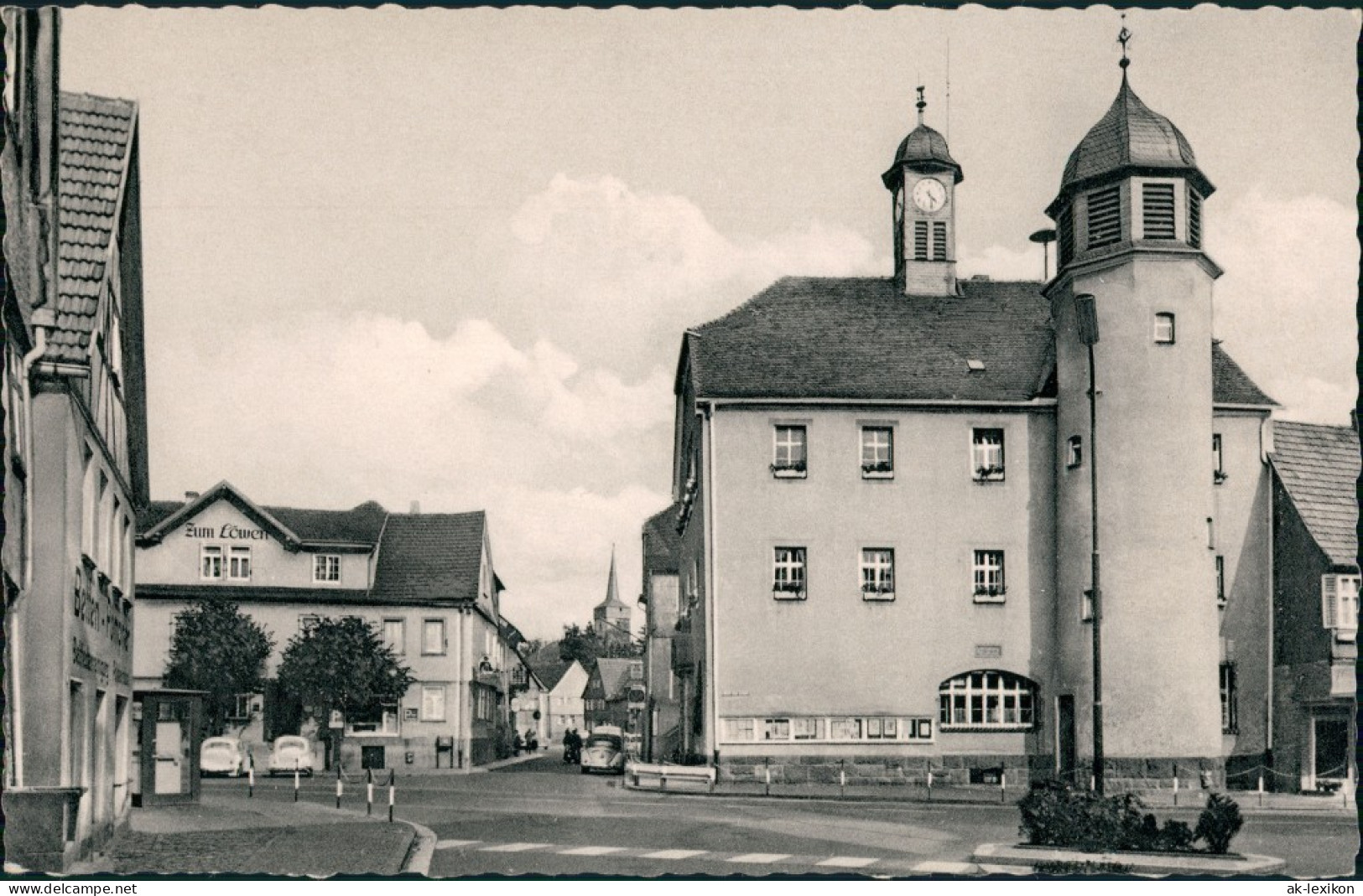 Schlüchtern (Bergwinkelstadt) Krämerstraße Gasthaus Zum Löwen VW Käfer 1955 - Schluechtern