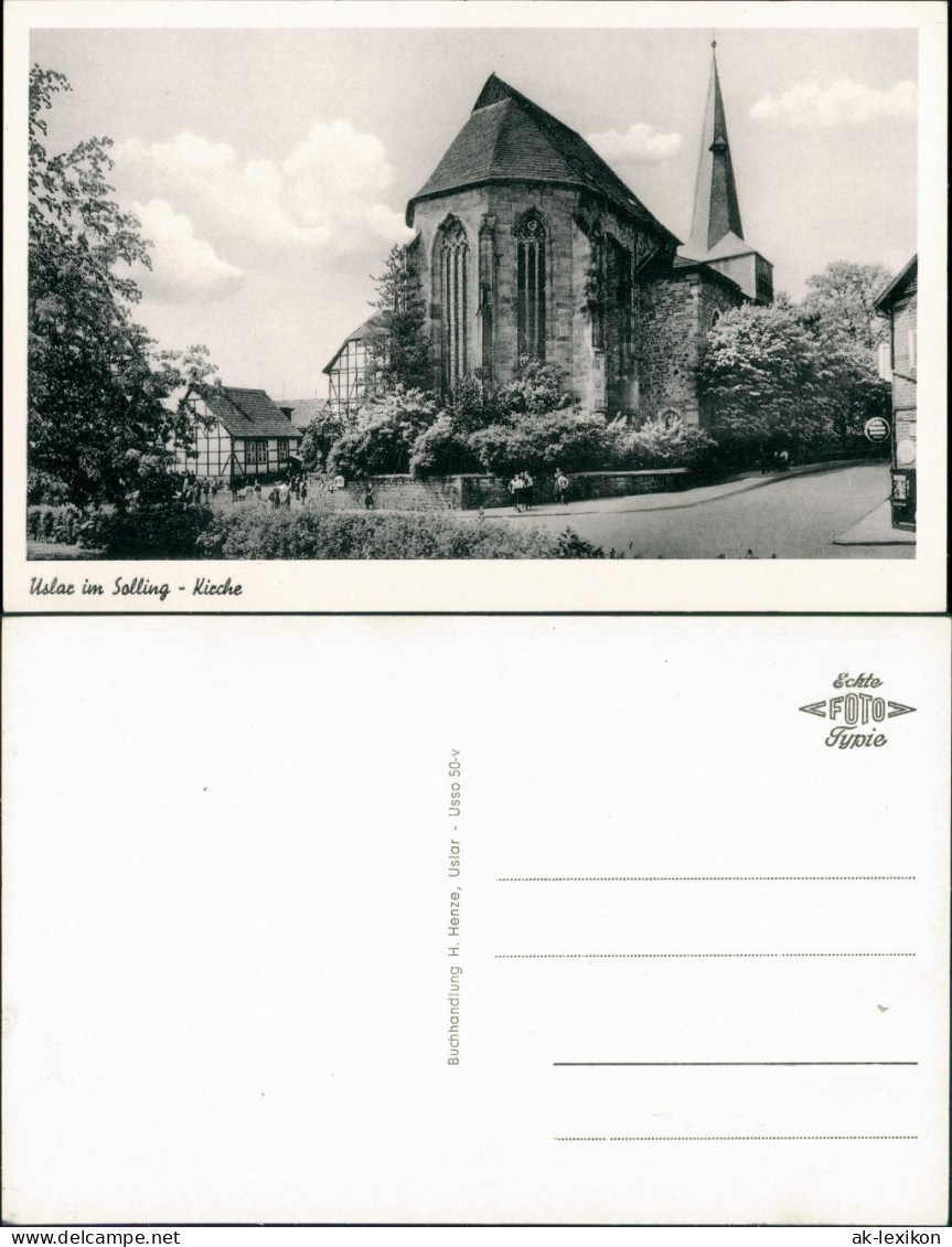 Ansichtskarte Uslar Strassen Partie A.d. Kirche 1950 - Uslar