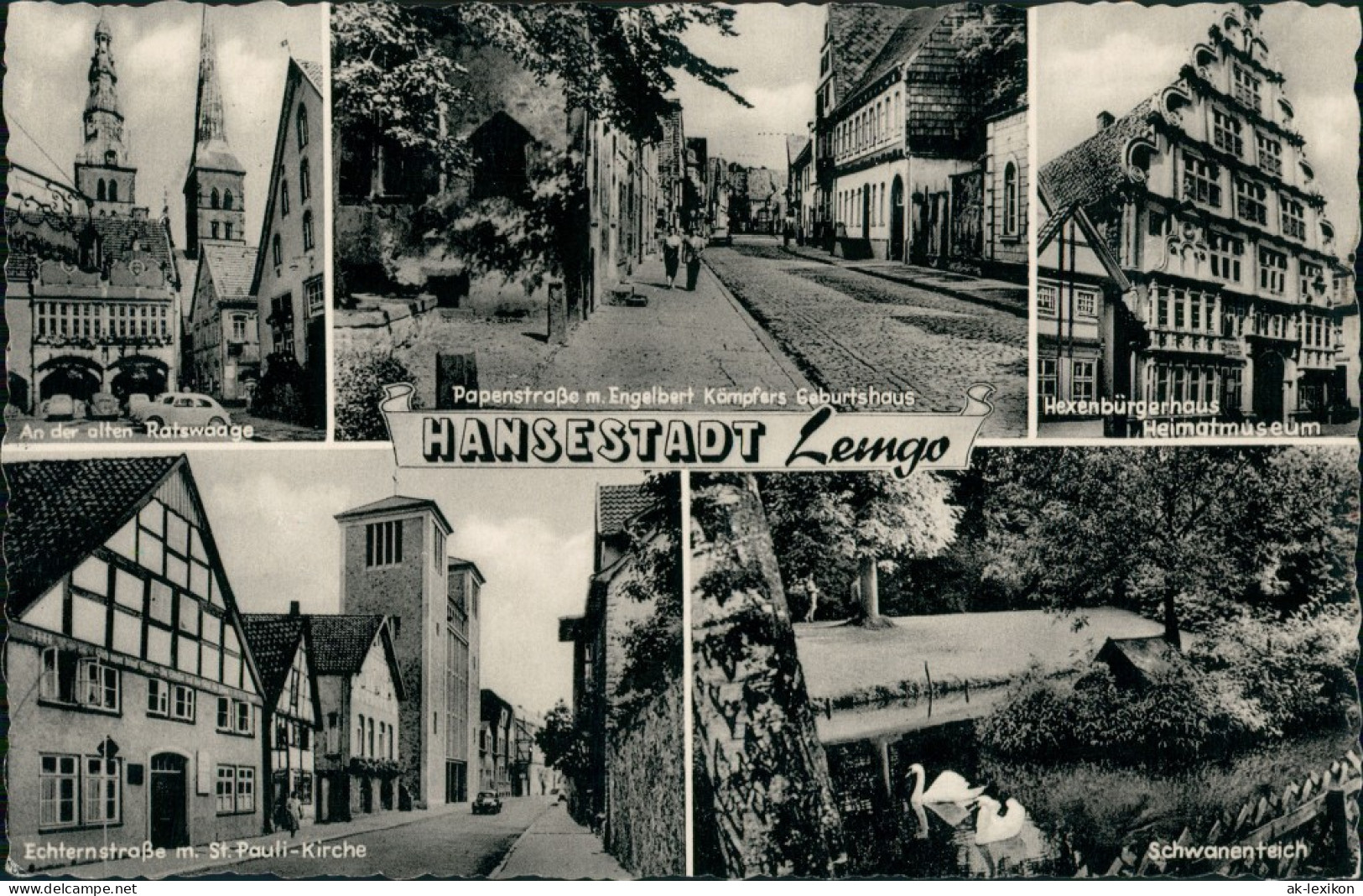 Lemgo Mehrbild-AK Ratswaage Papenstraße Echternstraße Kirche Uvm. 1965 - Lemgo