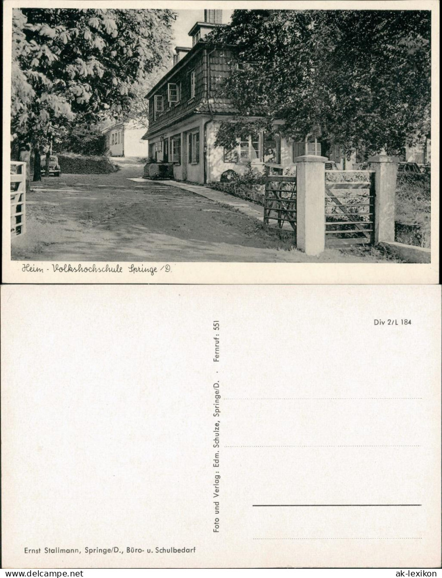 Ansichtskarte Springe Heim- Volkshochschule Schule Springe D. 1950 - Springe