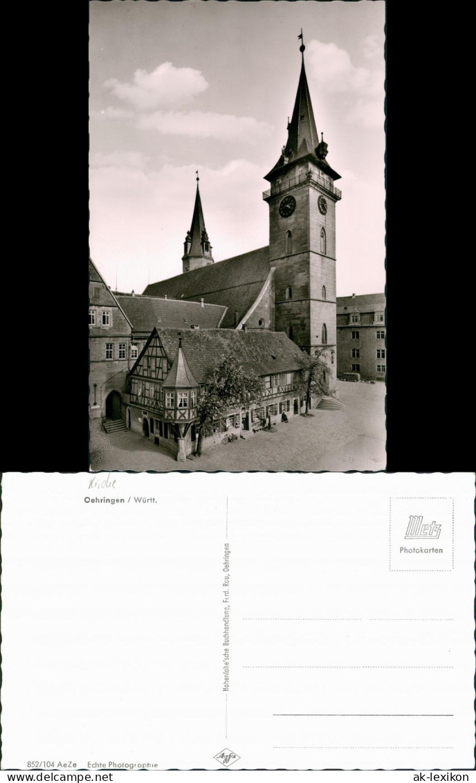 Ansichtskarte Öhringen Strassen Partie A.d. Kirche, Fachwerkhaus 1960 - Oehringen