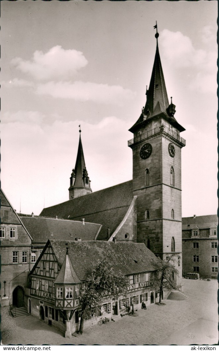 Ansichtskarte Öhringen Strassen Partie A.d. Kirche, Fachwerkhaus 1960 - Oehringen