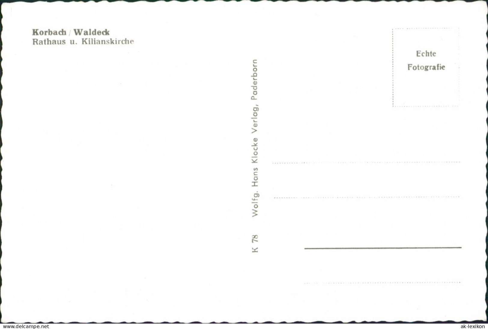 Ansichtskarte Korbach Rathaus Kilianskirche Auto VW Käfer Volkswagen 1960 - Korbach