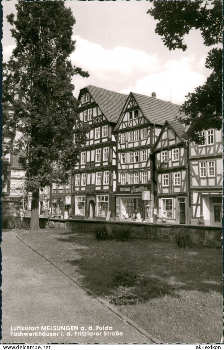 Ansichtskarte Melsungen Fachwerkhäuser Fritzlarer Strasse, Geschäfte 1960 - Melsungen