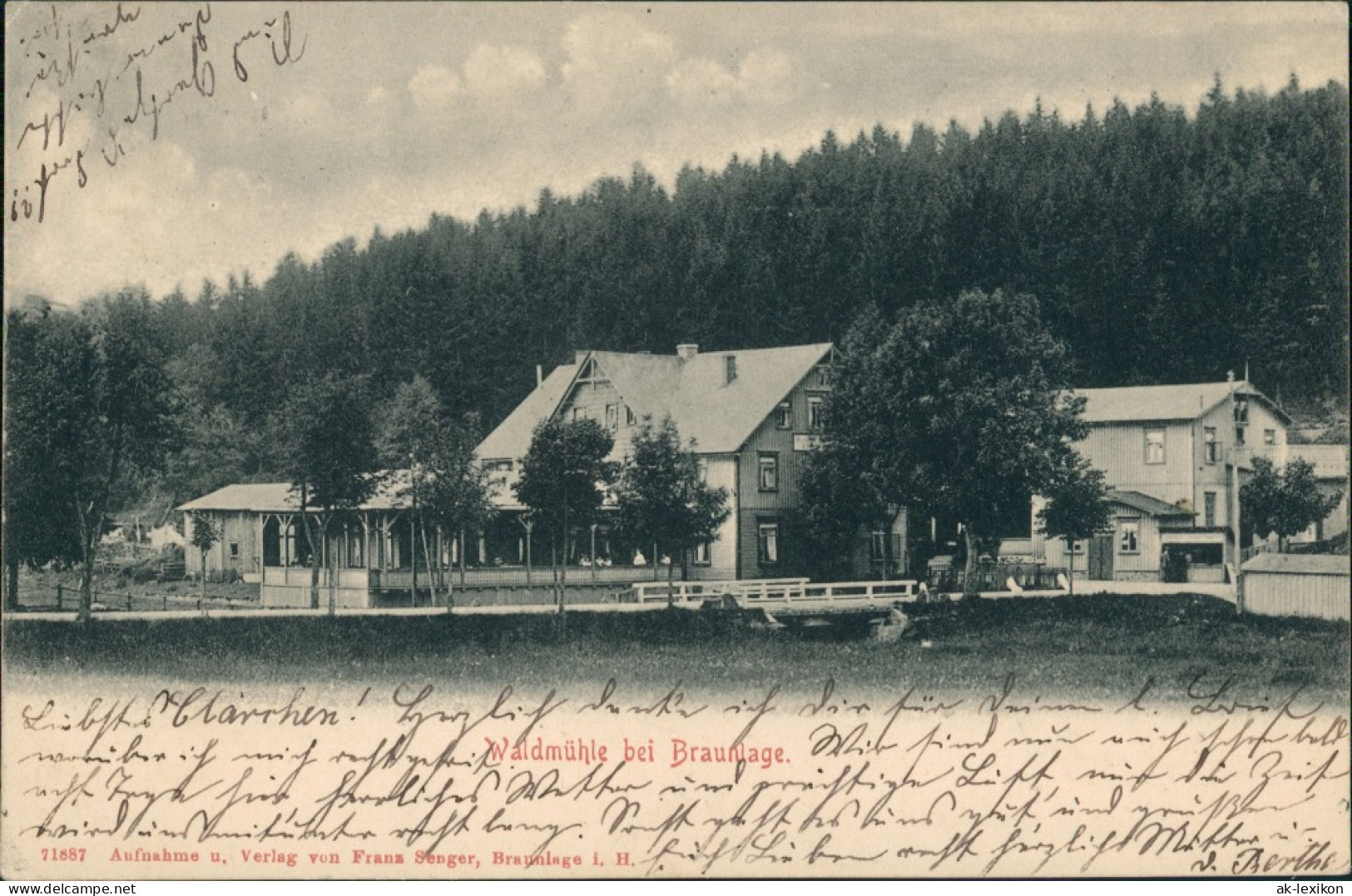 Ansichtskarte Braunlage Waldmühle 1904 - Braunlage