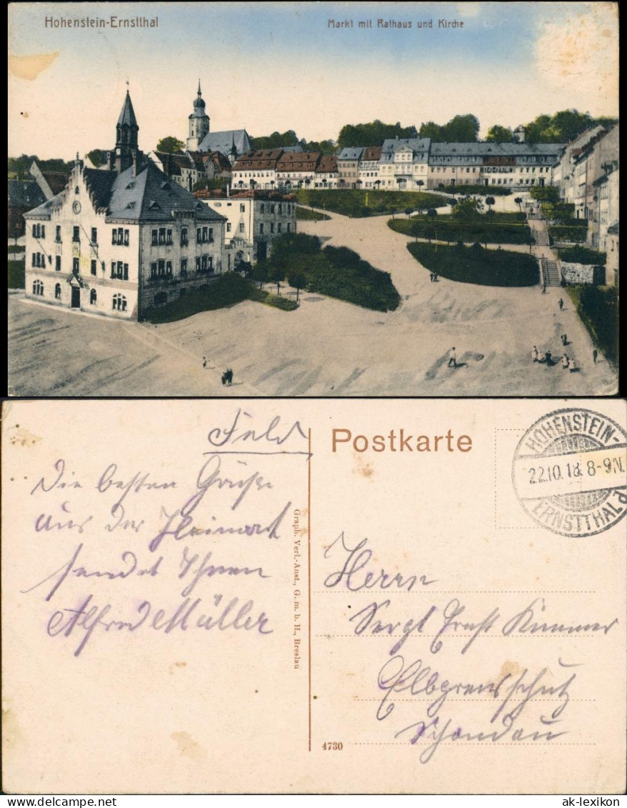 Ansichtskarte Hohenstein-Ernstthal Partie Am Markt 1918 - Hohenstein-Ernstthal