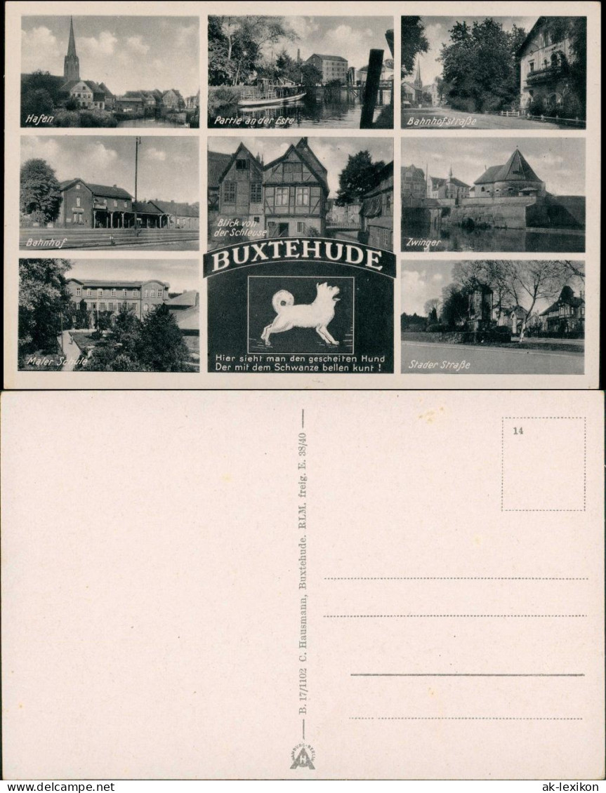 Ansichtskarte Buxtehude MB: Hafen, Bahnhof, Straße 1932 - Buxtehude