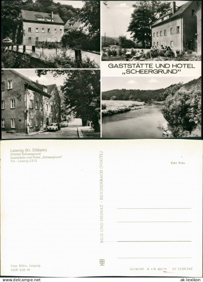 Leisnig DDR Mehrbild-AK Gaststätte Hotel Scheergrund Ortsteil Scheergrund 1979 - Leisnig