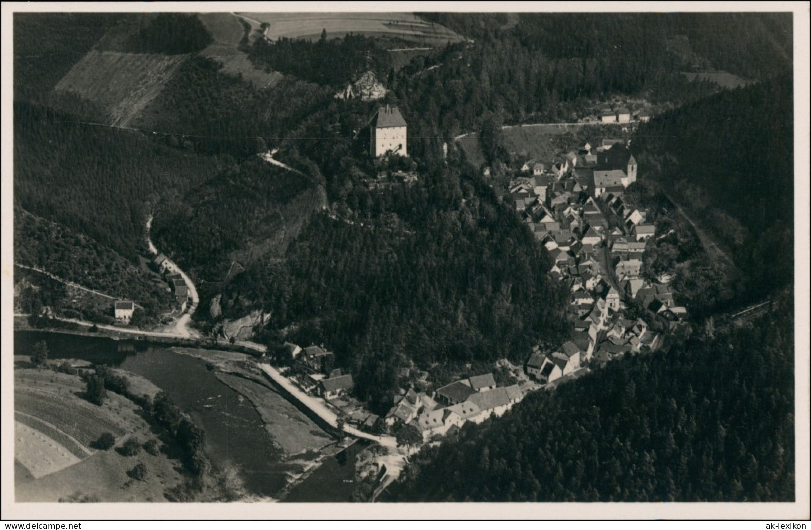 Ansichtskarte Ziegenrück&#47;Saale Luftbild Stadt Burg 1931 - Ziegenrück