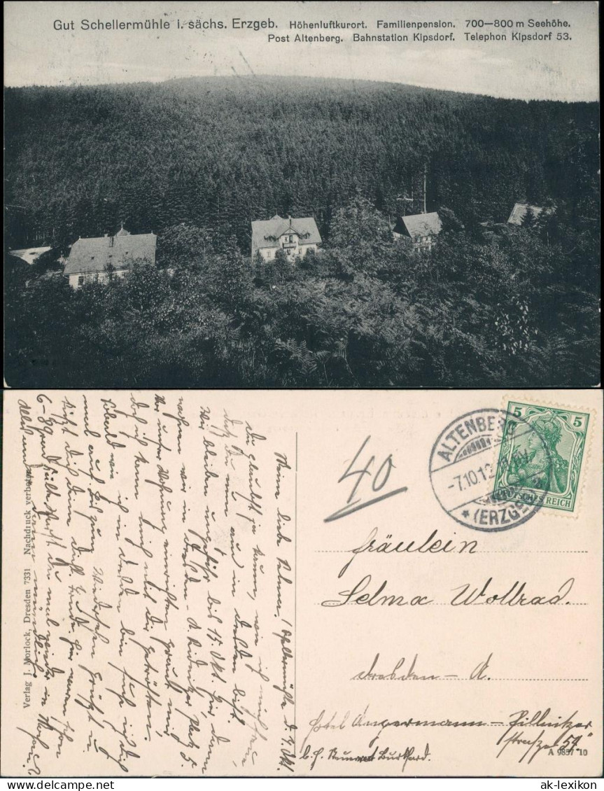 Ansichtskarte Schellerhau-Altenberg (Erzgebirge) Schellermühle 1912 - Schellerhau