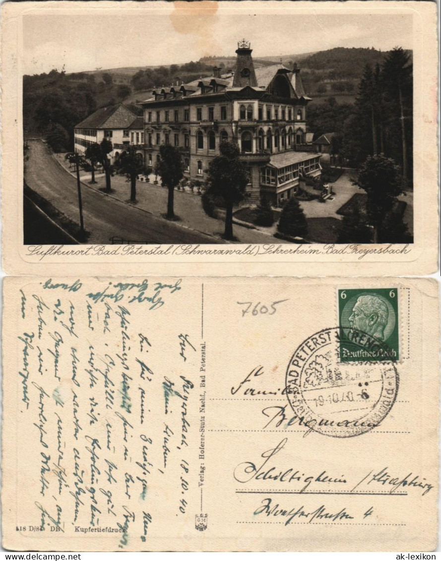 Ansichtskarte Bad Peterstal-Griesbach Straßenpartie Am Lehrerheim 1940 - Bad Peterstal-Griesbach