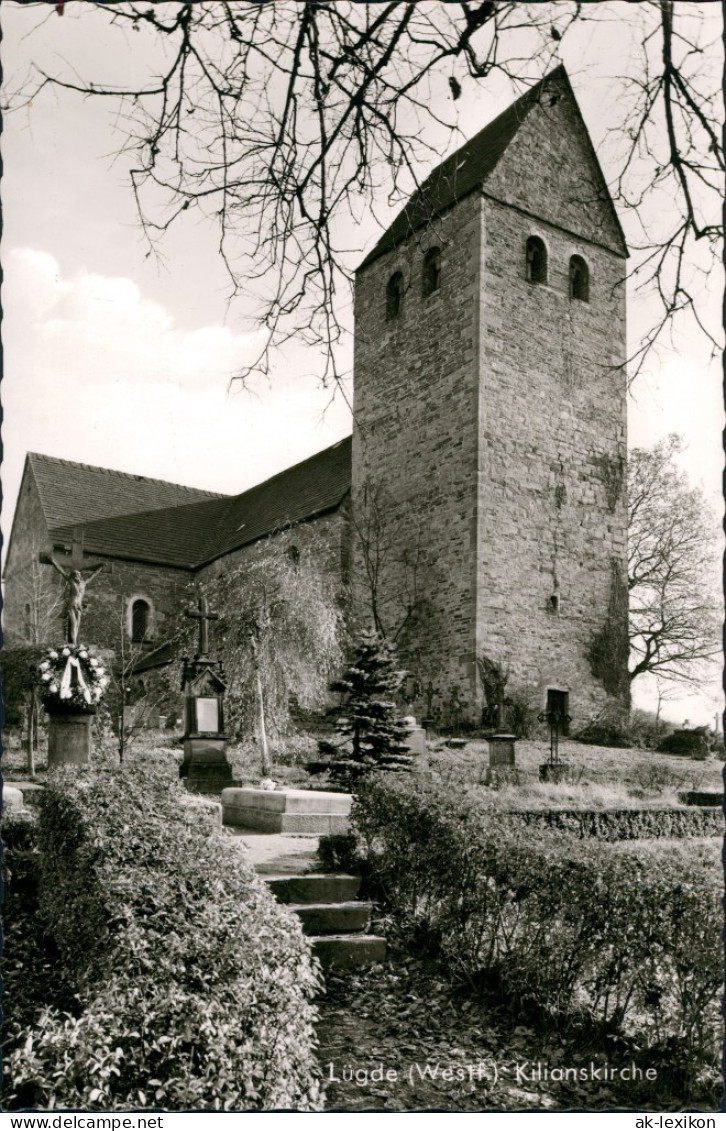 Lügde (Westfalen) Kilianskirche Kirche Strassen Außenansicht 1963 - Lüdge