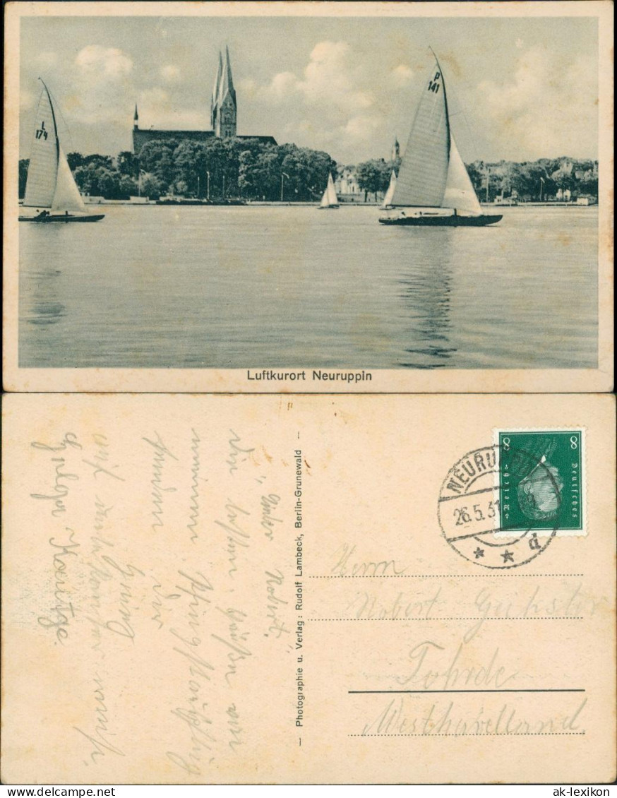 Ansichtskarte Neuruppin Stadt Segelboote 1931 - Neuruppin
