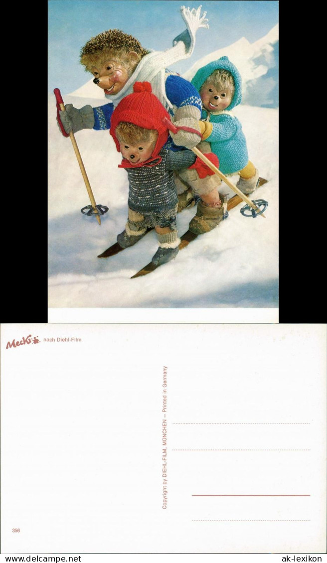 Ansichtskarte  Mecki (Diehl-Film) Mit Kindern Auf Ski, Comic-Figuren 1975 - Mecki