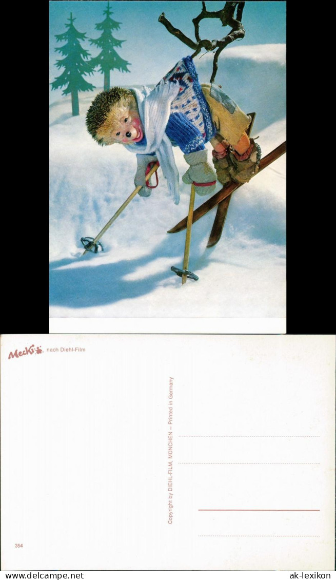 Ansichtskarte  Mecki (Diehl-Film): Skifahren, Unfall Im Baum Gelandet 1970 - Mecki