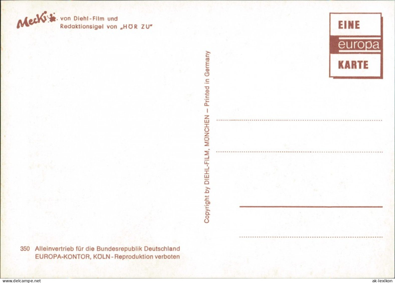 Ansichtskarte  Mecki (Diehl-Film): Papierboot Reise ... Komm Bald Wieder! 1970 - Mecki