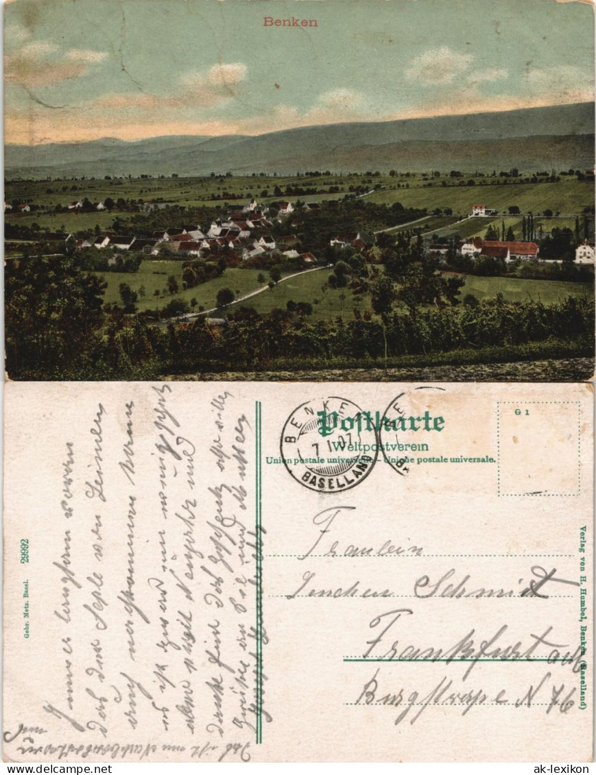 Ansichtskarte Benken (Baselland) Blick Auf Die Stadt 1907 - Autres & Non Classés