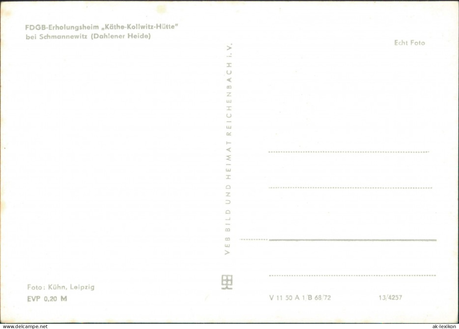 Schmannewitz-Dahlen FDGB-Erholungsheim Käthe-Kollwitz-Hütte Restaurant 1972 - Dahlen