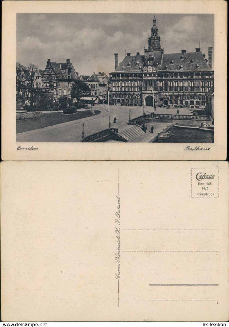 Ansichtskarte Emden Rathaus - Straßenpartie 1944 - Emden