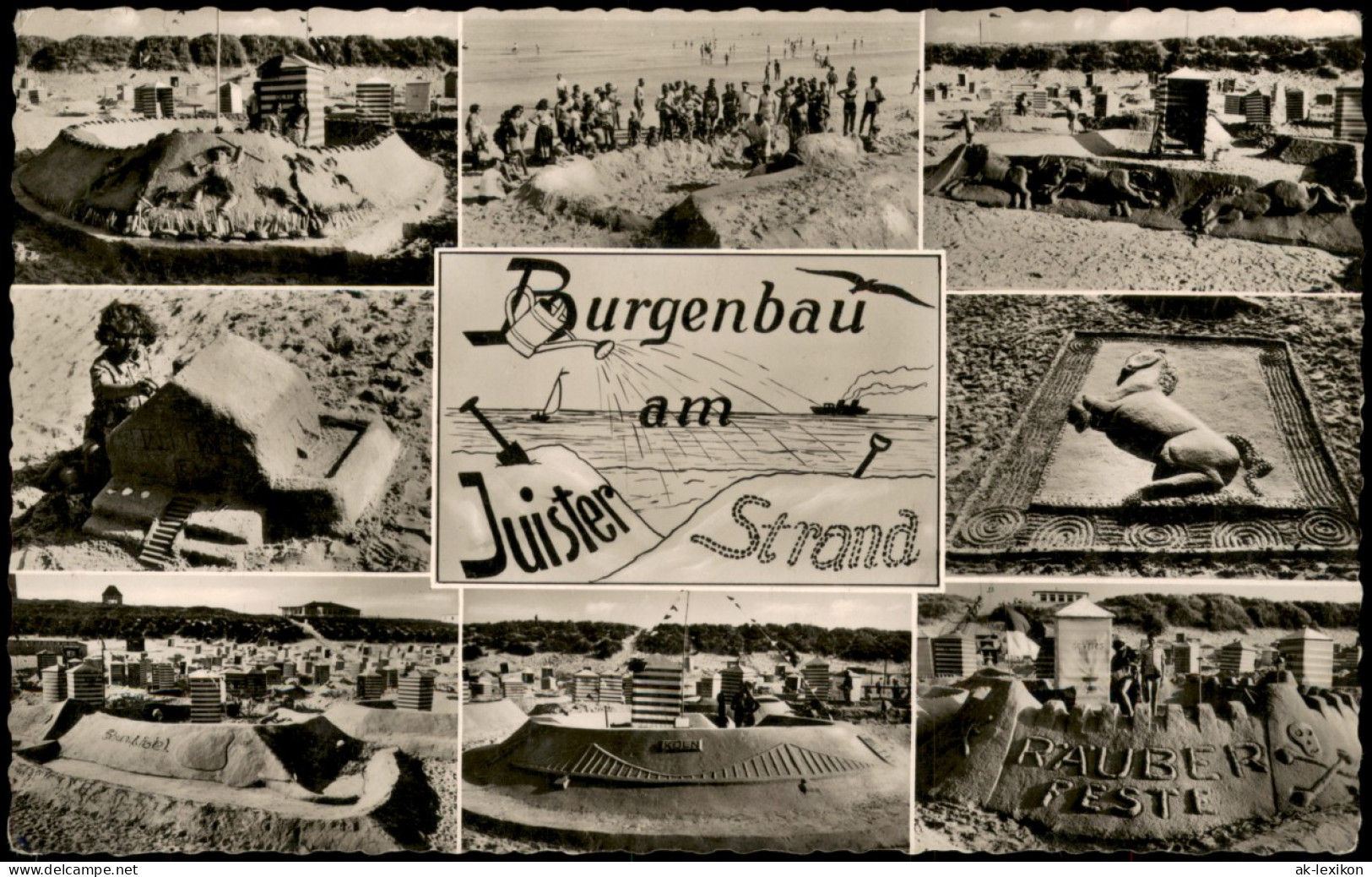 Ansichtskarte Juist Mehrbild Burgenbau Am Strand 1965 - Juist