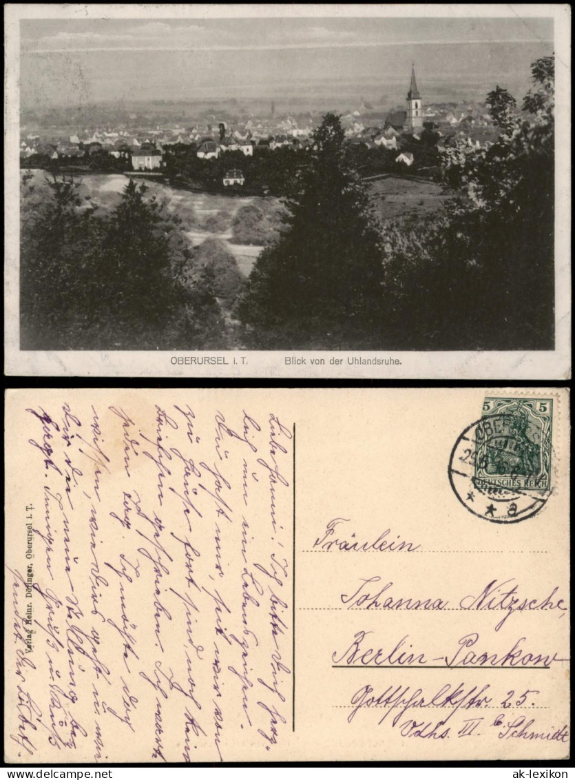 Ansichtskarte Oberursel (Taunus) Blick Von Der Uhlandsruhe. 1916 - Oberursel