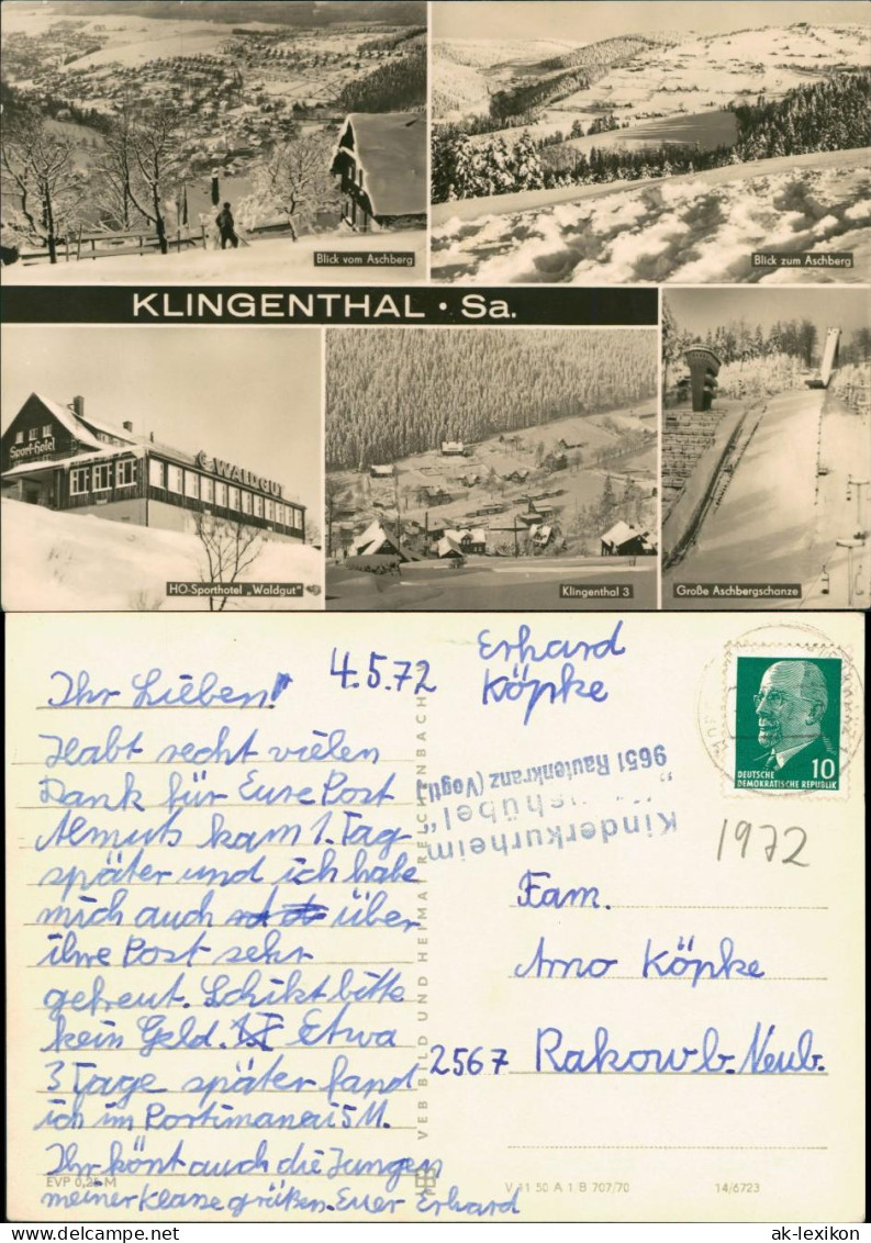Klingenthal DDR Mehrbild-AK Mit Sporthotel Waldgut, Ski-Sprungschanze 1970 - Klingenthal