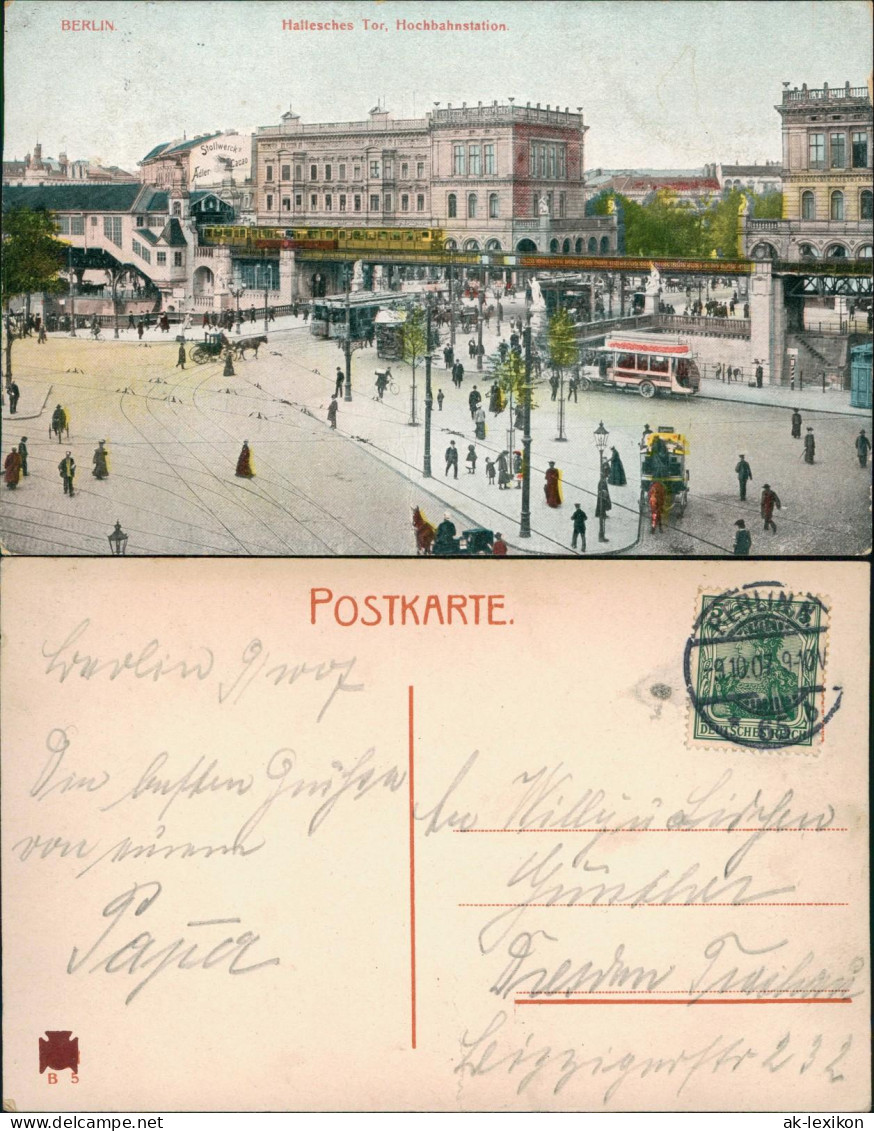 Ansichtskarte Kreuzberg-Berlin Hallesches Tor, Hochbahnstation 1907 - Kreuzberg