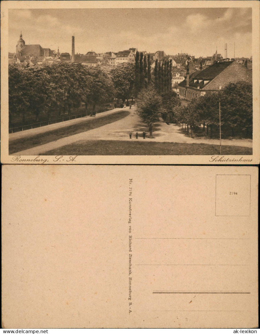 Ansichtskarte Ronneburg (Thüringen) Schützenhaus Und Orts-Panorama 1920 - Ronneburg