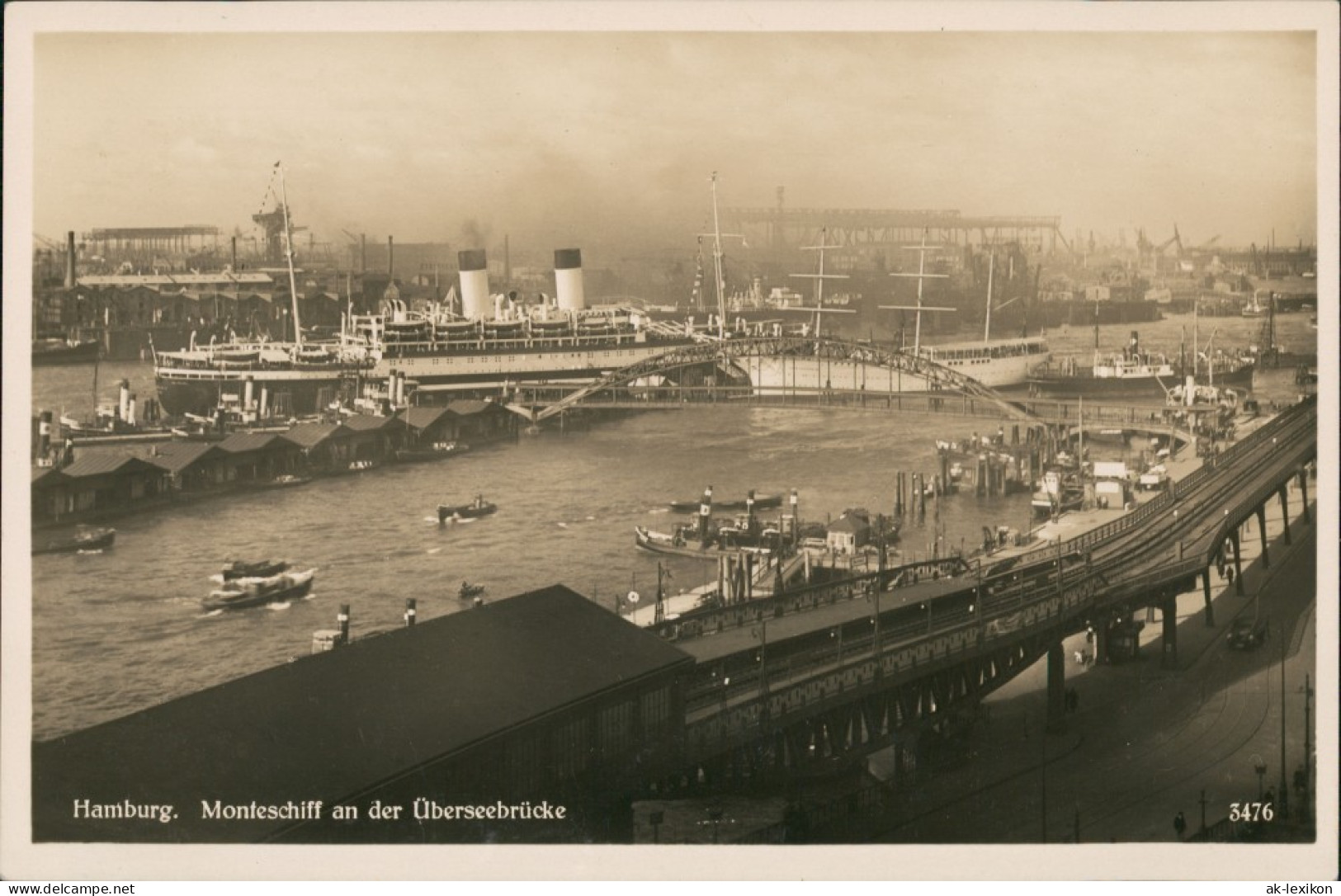 Altona-Hamburg Monteschiff An Der Überseebrücke, Hafen & Schiffe 1930 - Altona