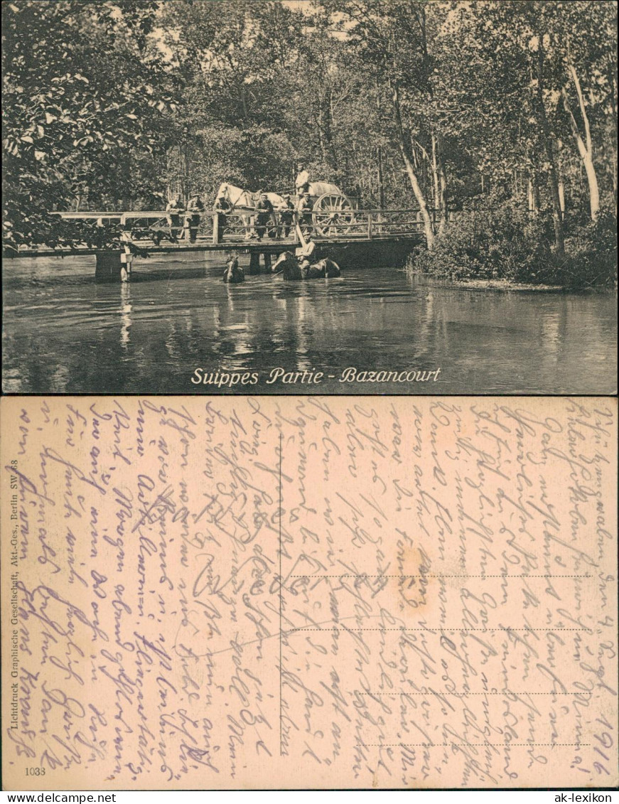 Bazancourt (Marne) Suippes Partie Bazancourt; Soldaten Auf Der Brücke 1915 - Bazancourt