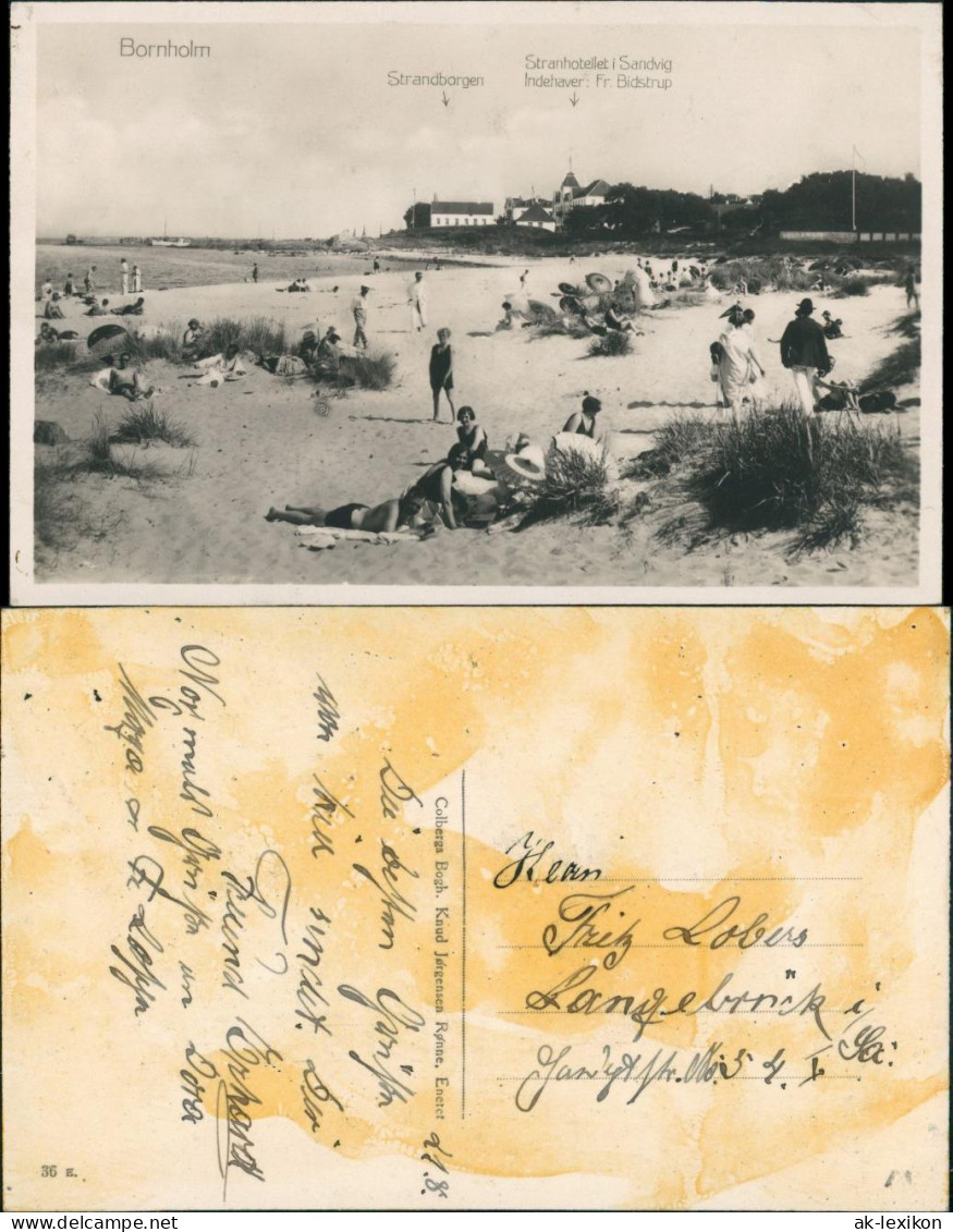 Postcard Bornholm Strand Partie Beach Scene With People 1930 - Dänemark