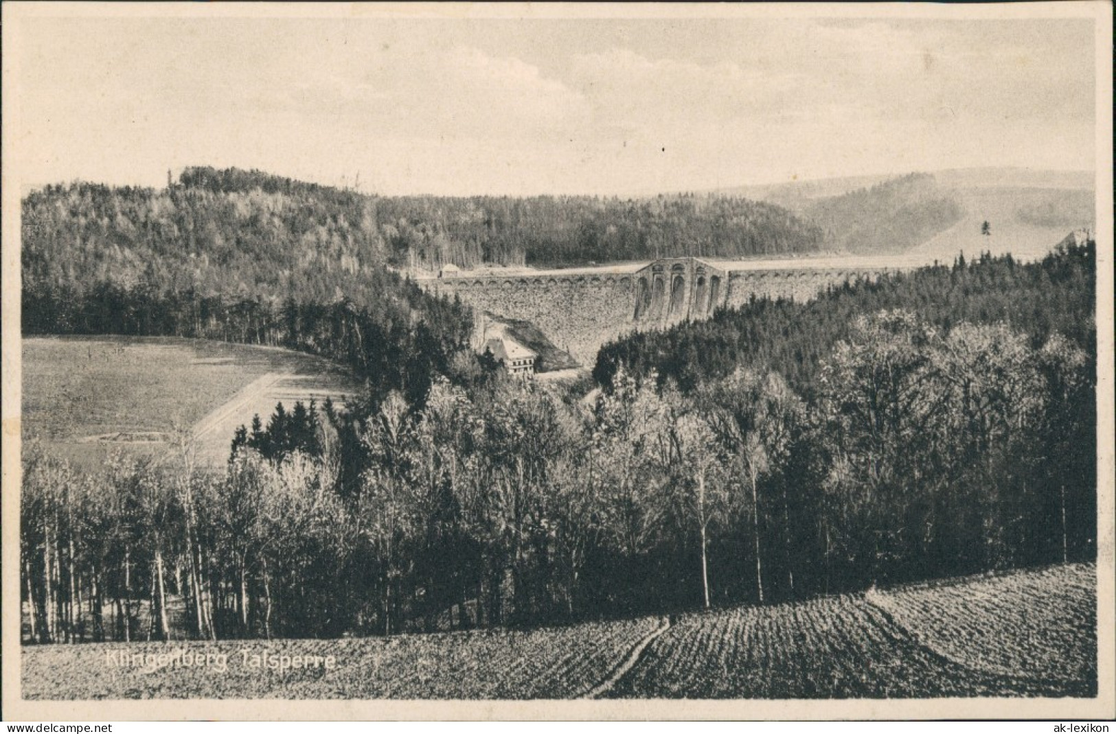 Ansichtskarte Klingenberg (Sachsen) Talsperre, Talsperrenschänke 1924 - Klingenberg (Sachsen)