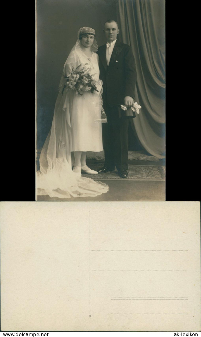 Hochzeit Paar Braut Kleid Mode Zeitgeschichte 1922 Privatfoto Foto - Noces