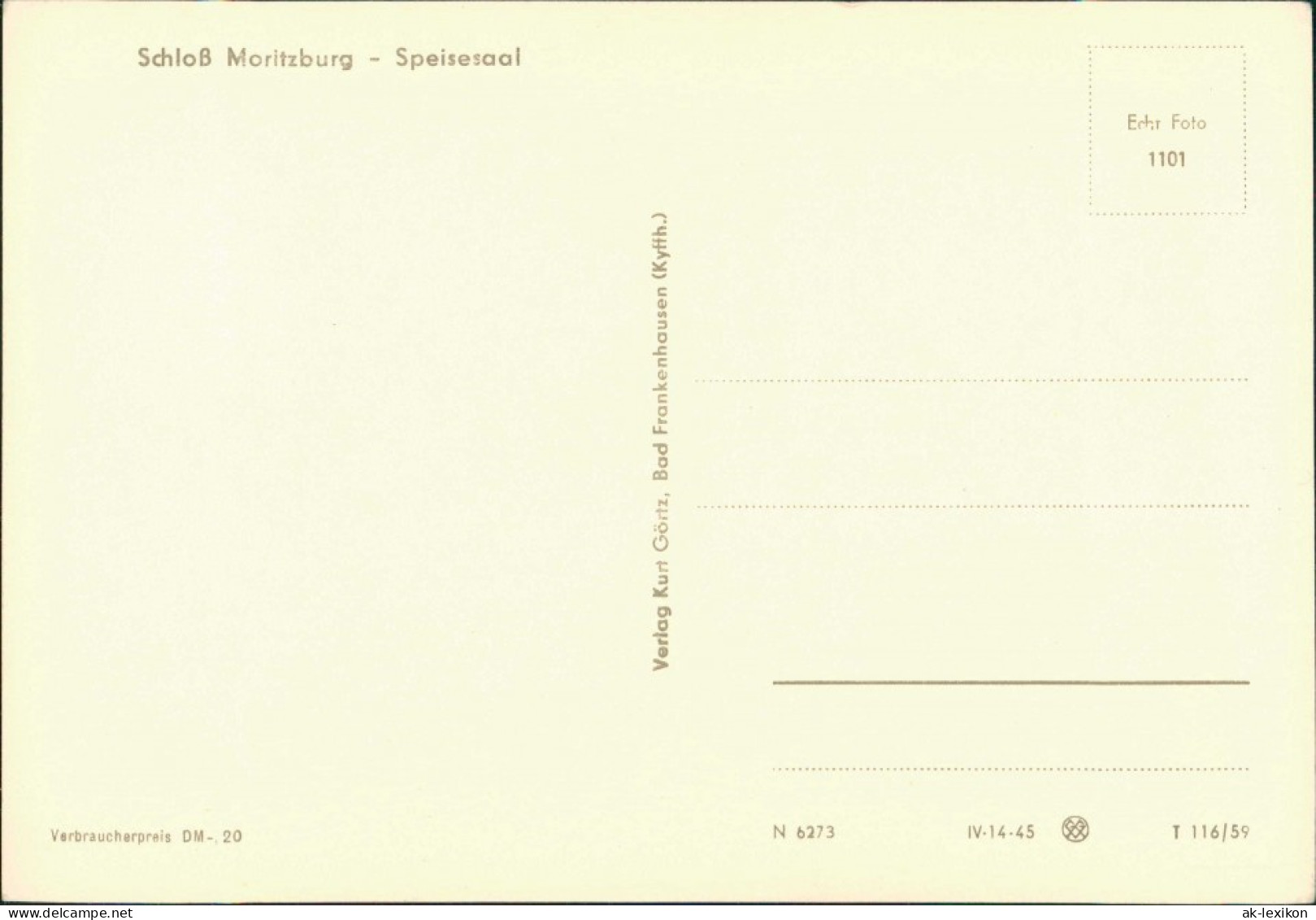 Ansichtskarte Moritzburg Kgl. Jagdschloss - Speisesaal 1959 - Moritzburg