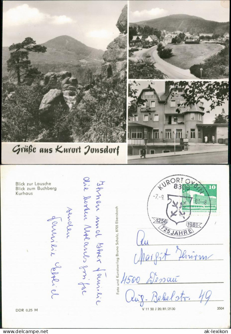 Jonsdorf MB Gatshaus Lausche - Sonderstempel 725 Jahre Oybin 1981 - Jonsdorf