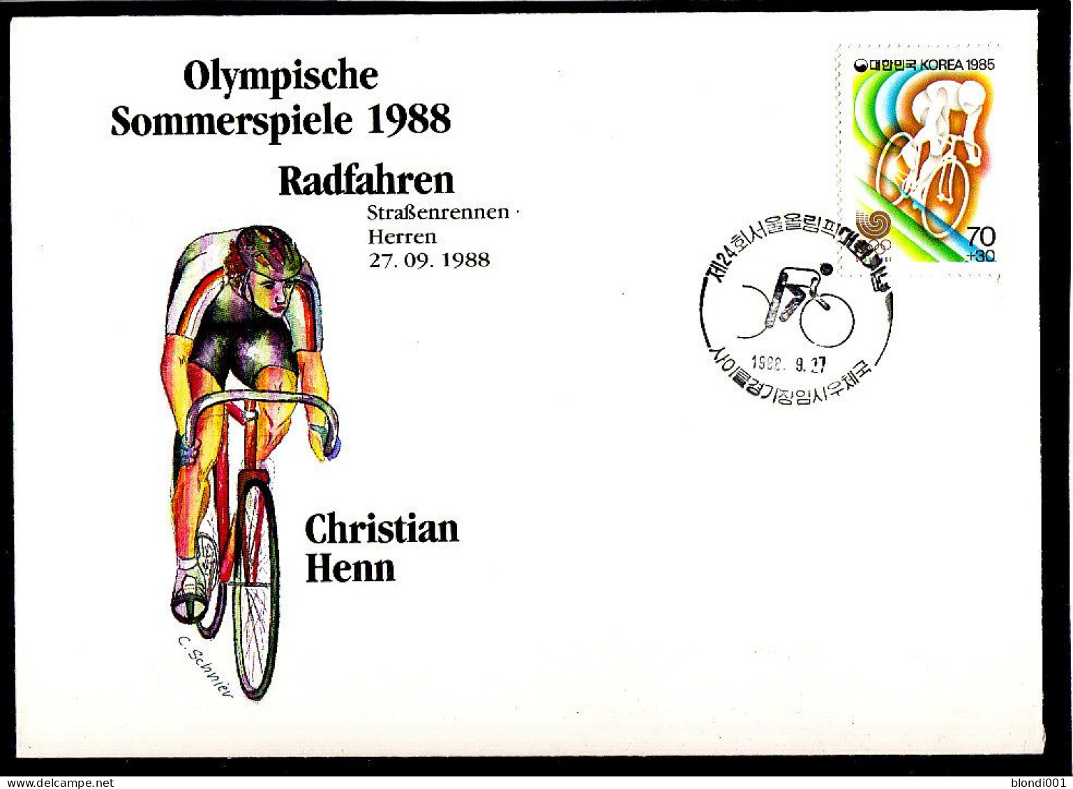 Olympics 1988 - Cycling - Henn - SOUTH KOREA - FDC Cover - Summer 1988: Seoul